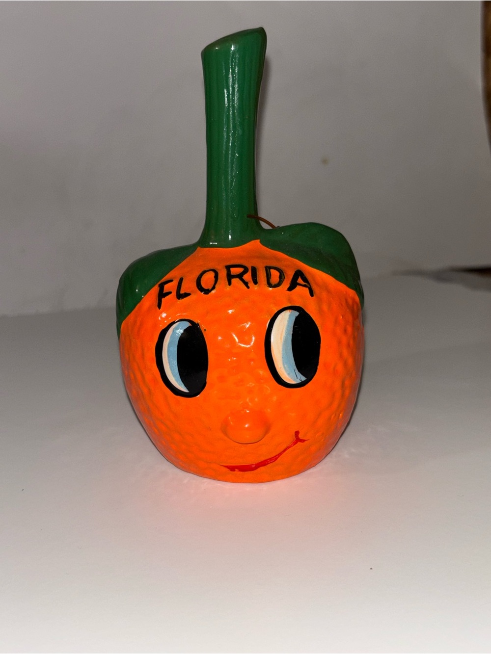 Florida Orange Ceramic Figurine - Green Stem